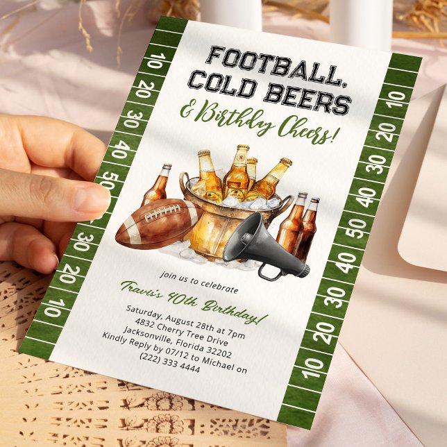 American Football & Beers Adult Birthday Invitation (Creator Uploaded)
