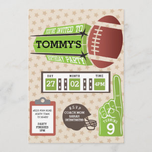 American Football Birthday Party Invite Sports