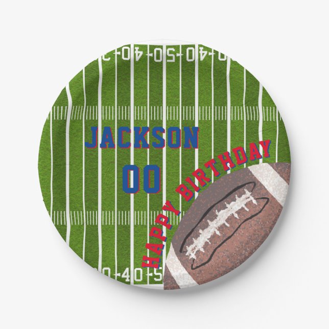 American Football Birthday Party Paper Plate (Front)