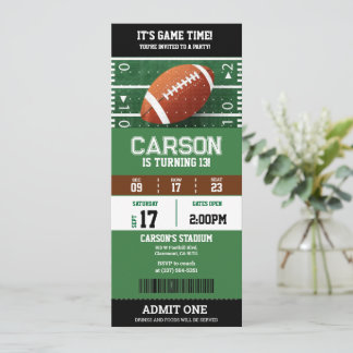 American Football Birthday Party Ticket Invitation
