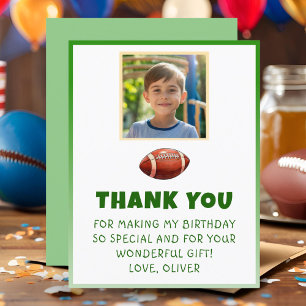 American Football Birthday Photo Thank You Card