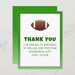 American Football Birthday  Thank You Card