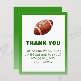 American Football Birthday  Thank You Card