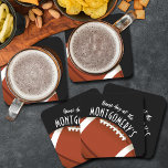 American Football Black Square Paper Coaster<br><div class="desc">Customisable paper coasters feature an American football on black and the words "It's Game Day!" along with your last name. MORE colours and matching items in our store.</div>