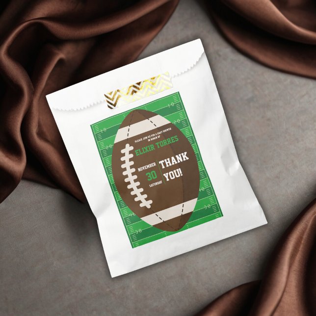 American Football Brown & Green Colour Baby Shower Favour Bags (Creator Uploaded)