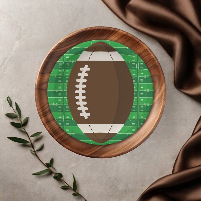 American Football Brown & Green Colour Baby Shower Paper Plate (Creator Uploaded)