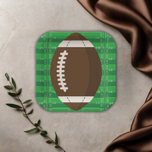 American Football Brown & Green Colour Baby Shower Paper Plate