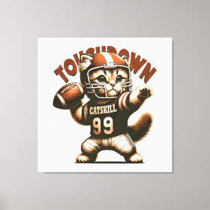 American Football Cat - Touchdown Purrfection Canvas Print
