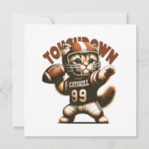 American Football Cat - Touchdown Purrfection Invitation