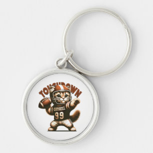 American Football Cat - Touchdown Purrfection Key Ring