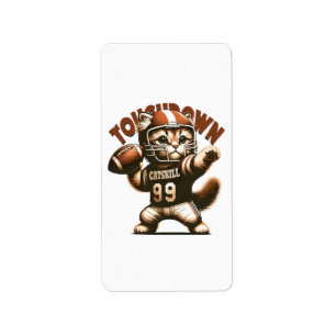 American Football Cat - Touchdown Purrfection Label