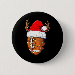 American Football Christmas Football Santa Hat Spo 6 Cm Round Badge
