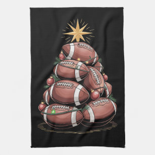 American Football Christmas Tree Xmas Pajamas Tea Towel