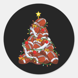 American Football Christmas Tree Xmas Pyjamas Play Classic Round Sticker