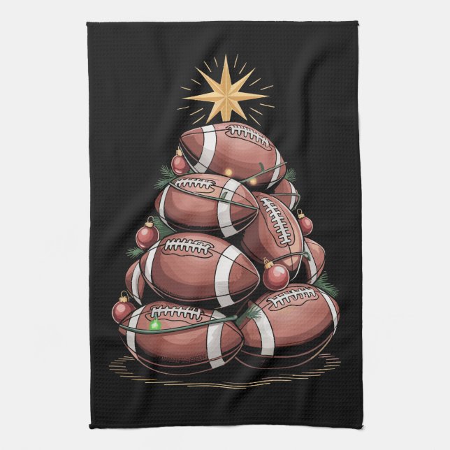 American Football Christmas Tree Xmas Pyjamas  Tea Towel (Vertical)