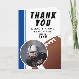 American Football Coach Football Ball Photo Thank You Card