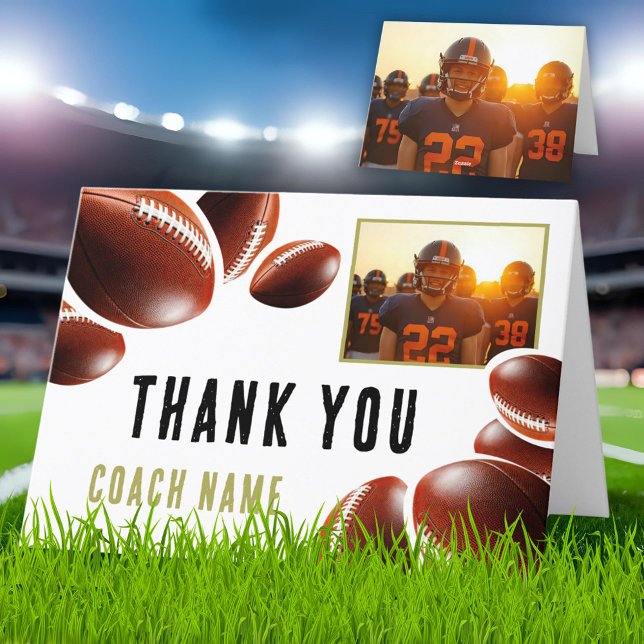 American Football Coach Name Photo Thank You Card (Creator Uploaded)
