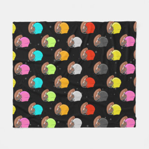 American Football - Colourful Helmets and Ball Fleece Blanket