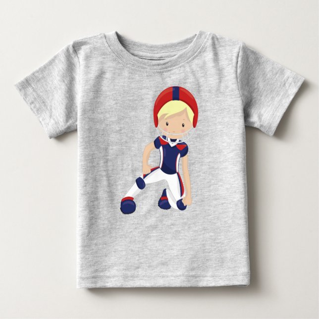 American Football, Cute Boy, Blonde Hair, Rugby Baby T-Shirt (Front)