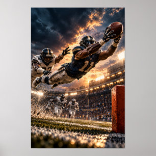 American Football Diving Catch – Dramatic End Zone Poster