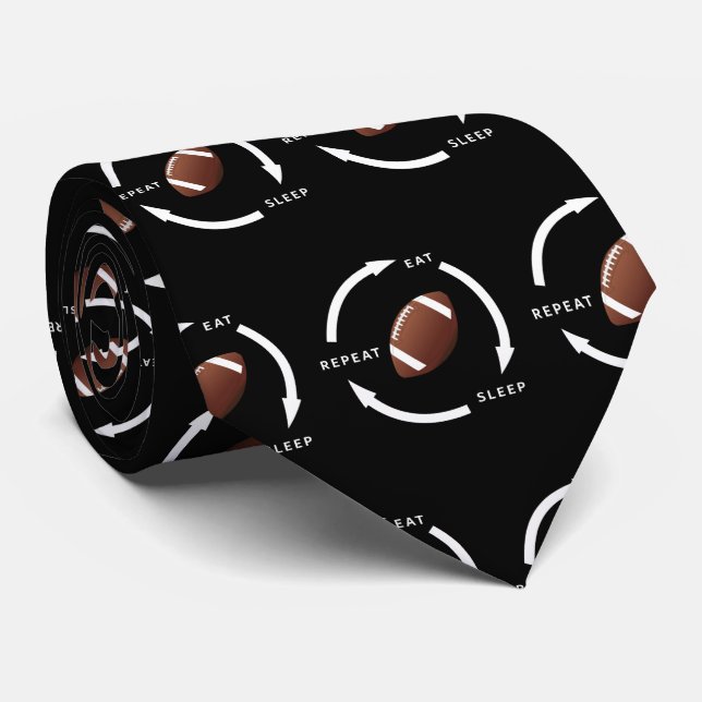 American Football Eat Sleep Repeat Sports Fan Role Tie (Rolled)