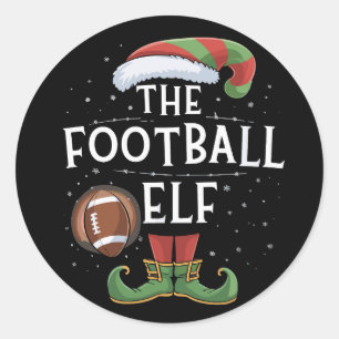 American Football Elf Family Matching Christmas Classic Round Sticker