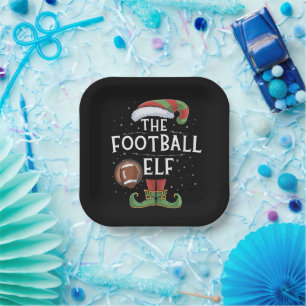 American Football Elf Family Matching Christmas  Paper Plate