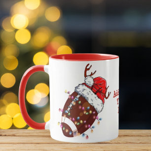 American Football ELF Santa Hat Christmas Light Mug