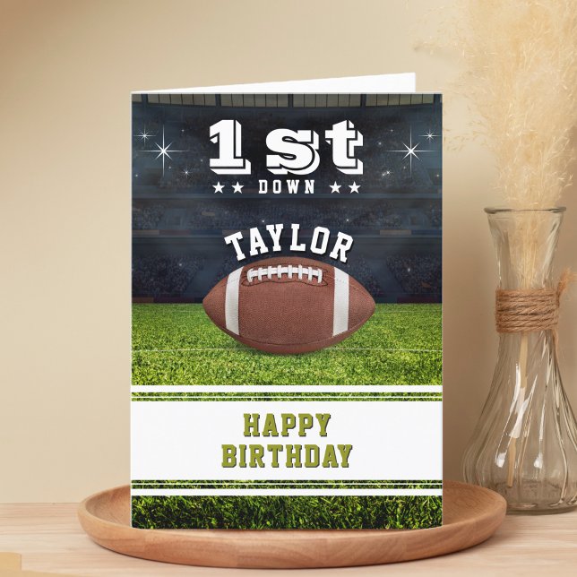 American Football Field 1st Birthday Party Thank You Card (American Football Field 1st Birthday Party Thank You Card)