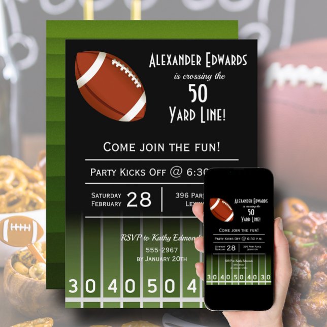 American Football Field Birthday Invitation (Creator Uploaded)