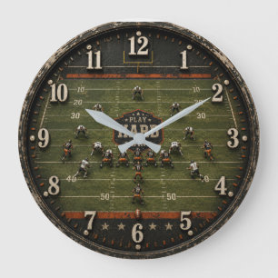 American Football Field Game Room Coach Gift Large Clock