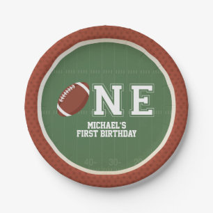 American Football First Birthday Paper Plate