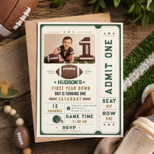 American Football First Year Down 1st Birthday Invitation