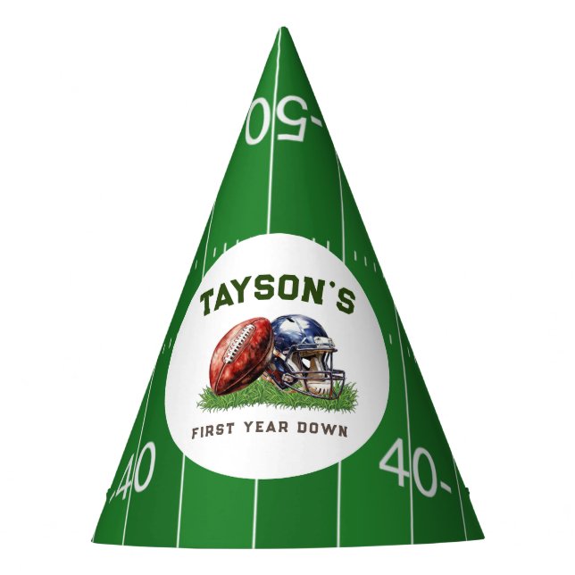 American Football First Year Down 1st Birthday Party Hat (Front)