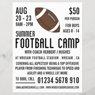 American Football, Football Camp Advertising Flyer