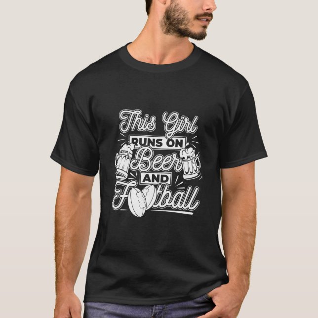 American Football Footballer Player Football Beer T-Shirt (Front)