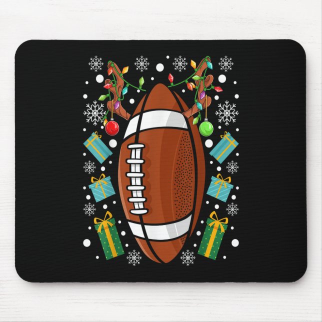 American Football Funny Christmas Reindeer Xmas Li Mouse Pad (Front)