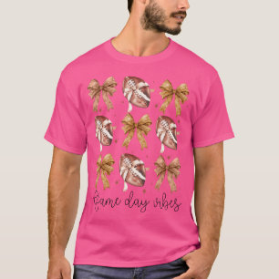 American Football Game Day Vibes Coquette Bow Foot T-Shirt