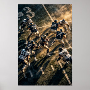 American Football Goal Line Battle – Overhead Spor Poster