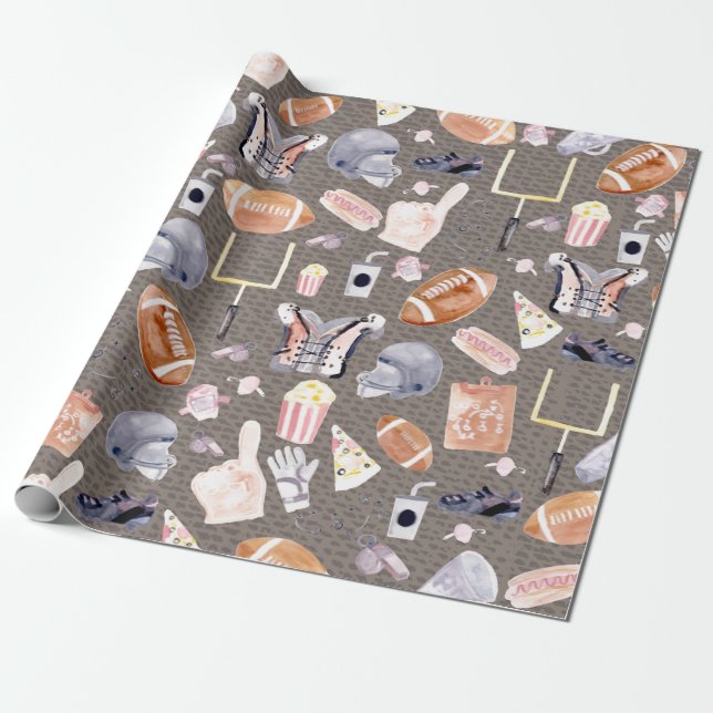American Football Grey texture | Pattern Wrapping Paper (Unrolled)