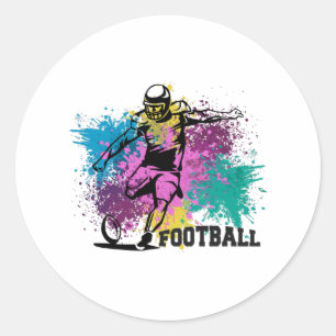 American Football Grungy Colour Splashes Classic Round Sticker