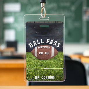 American Football Gym Teacher Student Hall Pass ID Badge