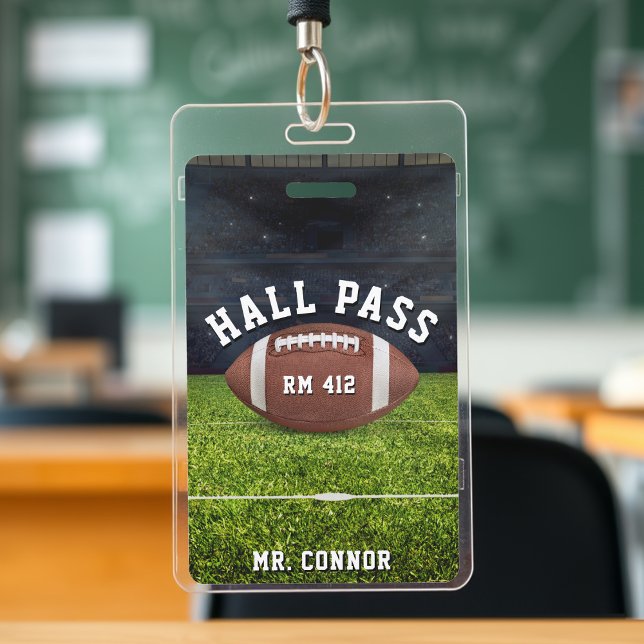 American Football Gym Teacher Student Hall Pass ID Badge (American Football Gym Teacher Student Hall Pass Badge
)