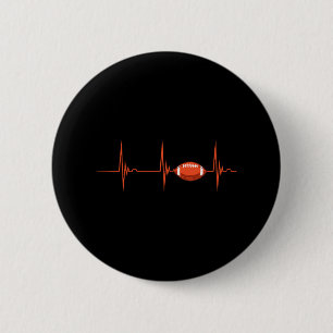 American Football Heartbeat Ecg Pulse Ball Sport 6 Cm Round Badge