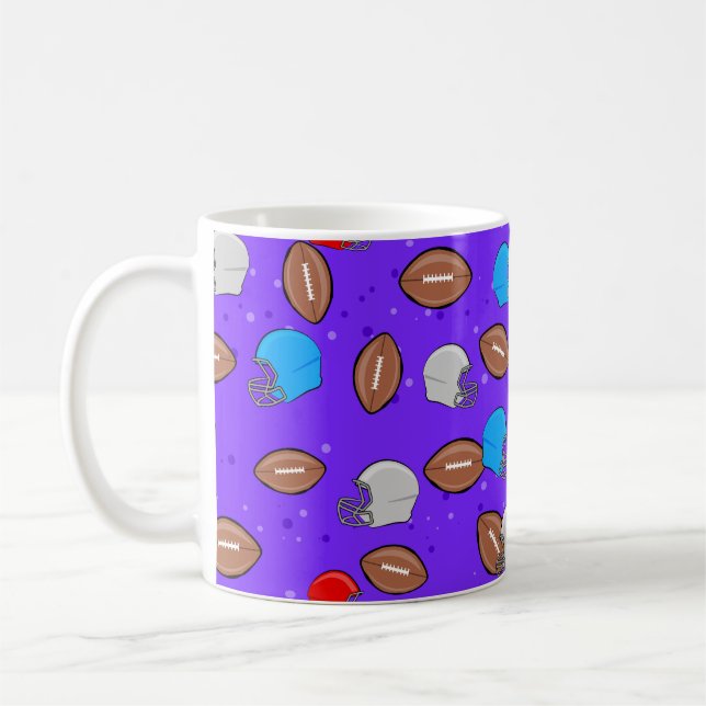 American Football - Helmet & Ball Seamless Pattern Coffee Mug (Left)