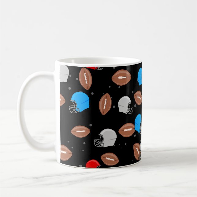 American Football - Helmet & Ball Seamless Pattern Coffee Mug (Left)