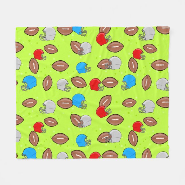 American Football - Helmet & Ball Seamless Pattern Fleece Blanket (Front (Horizontal))