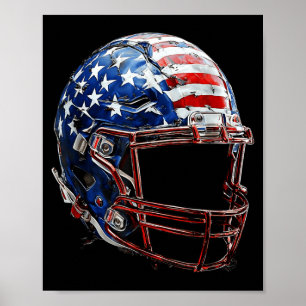 American Football Helmet Usa Flag Sport Poster