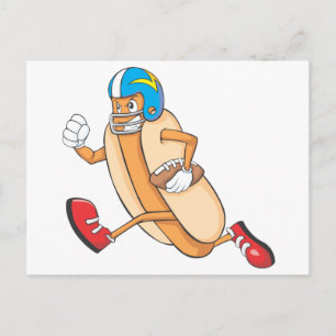 American Football Hotdog Running Postcard