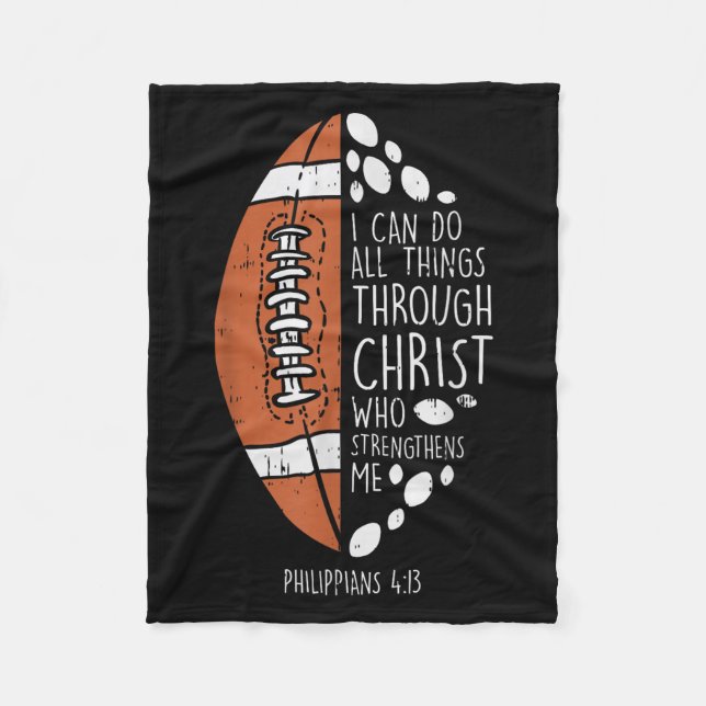 American Football I Can Do Things Bible God Jesus  Fleece Blanket (Front)